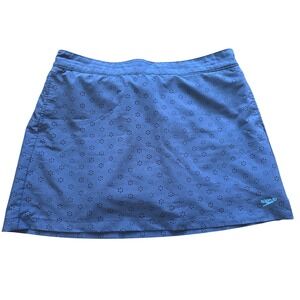 Speedo Womens XL Eyelet Swim Skort Navy Blue Athletic Board Skirt Summer Water